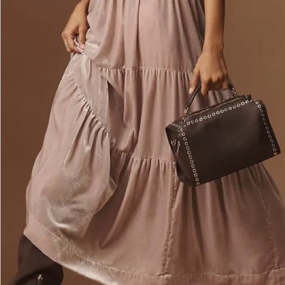 🔥NWT🔥 Anthropologie Studded Satchel/Crossbody, Chocolate